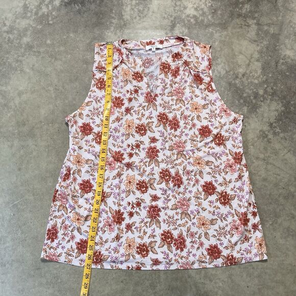 Beacon Apparel Blouse Womens XXL Floral‎ Tank Top V Neck Multicolor - Picture 3 of 8